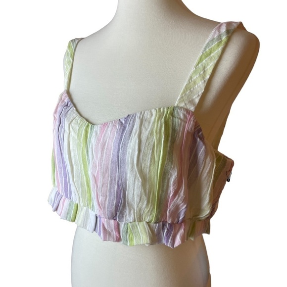 NWT Majorelle Everest Pastel Pink Purple Striped Cotton Cropped Tank - Size XL - Picture 3 of 14